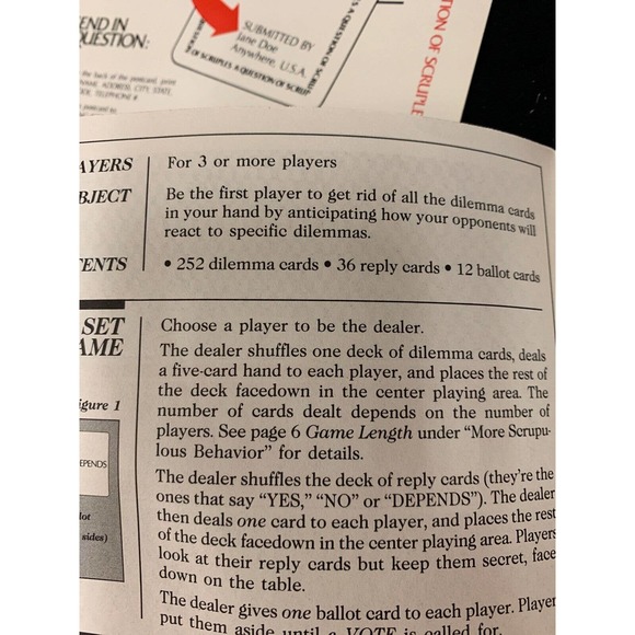 A Question Of Scruples Game - 1986 Milton Bradley - Complete FS Benefts Charity - Picture 5 of 6